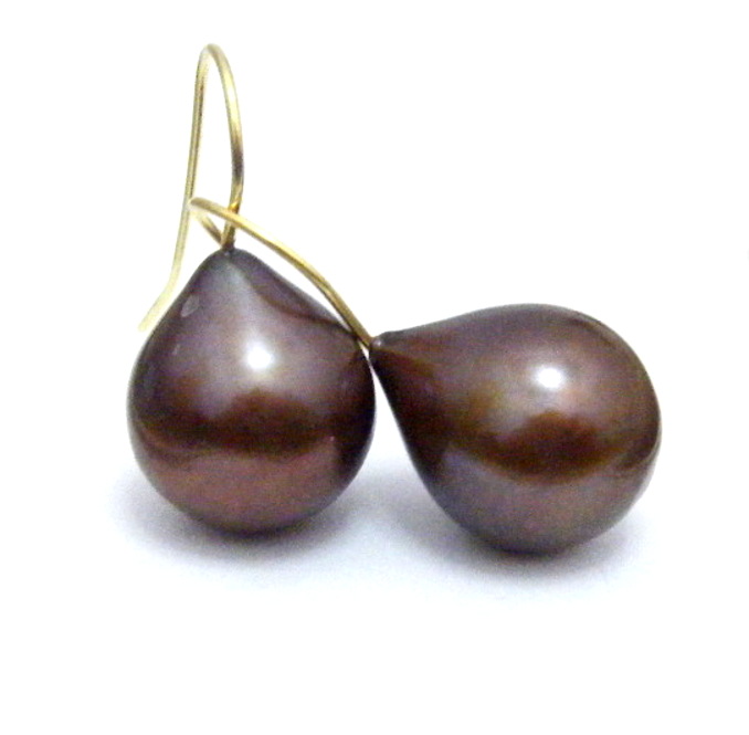 Brown Drop Pearl Earrings